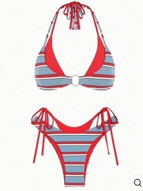 NWT Seamolly red/white/blue striped bikini set